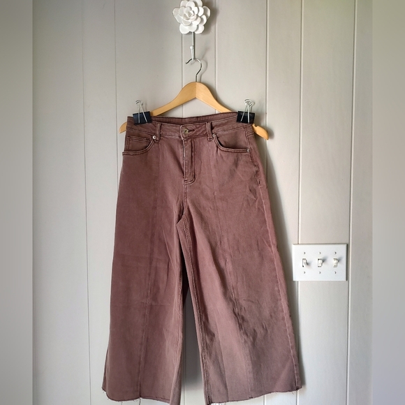 Sugar Magnolia Light Brown Wide-Leg Distressed Jeans Size Medium - Picture 2 of 8